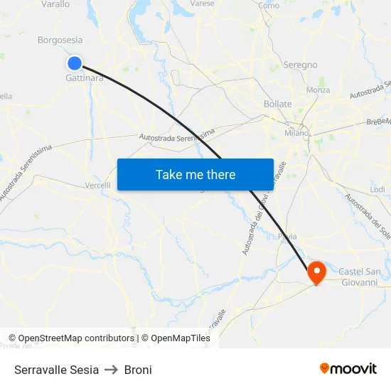 Serravalle Sesia to Broni map