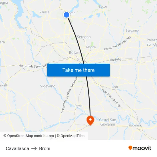 Cavallasca to Broni map