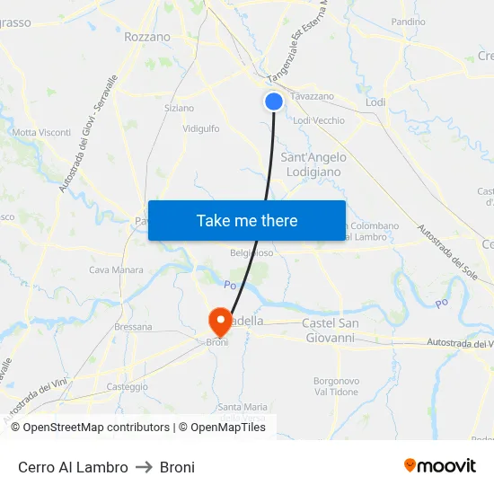 Cerro Al Lambro to Broni map