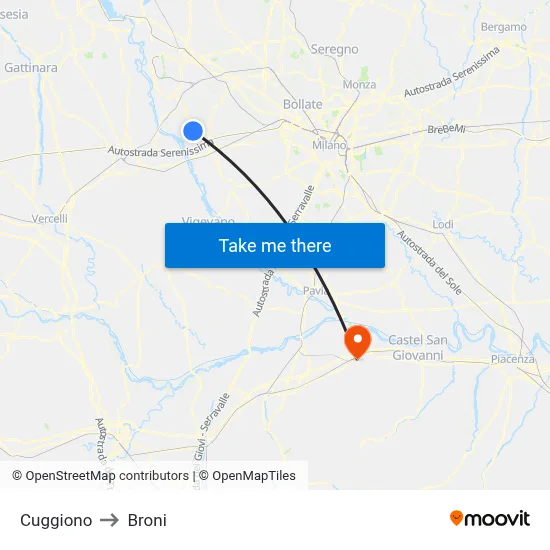 Cuggiono to Broni map