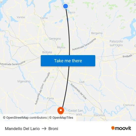 Mandello Del Lario to Broni map