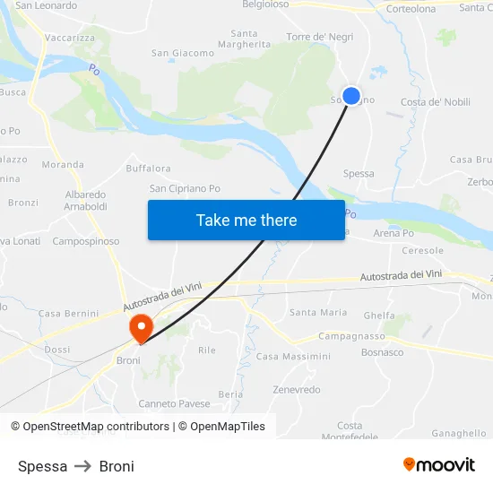 Spessa to Broni map