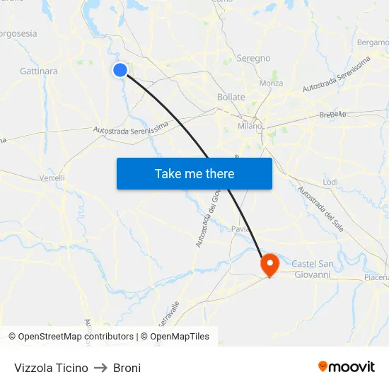 Vizzola Ticino to Broni map