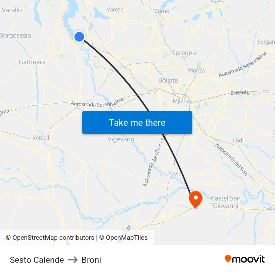 Sesto Calende to Broni map