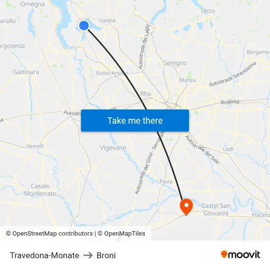 Travedona-Monate to Broni map