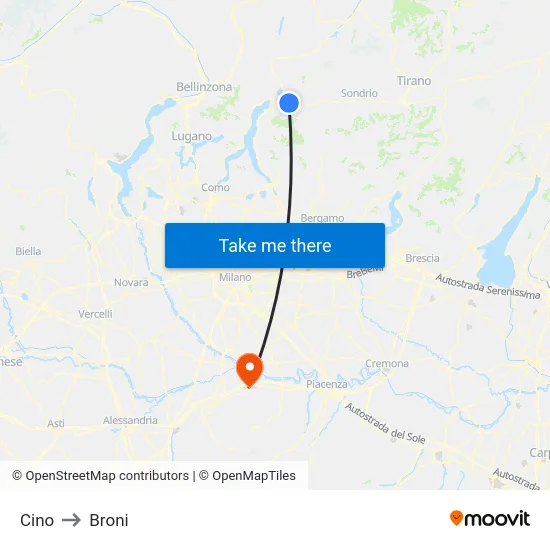 Cino to Broni map