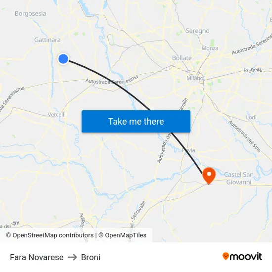 Fara Novarese to Broni map