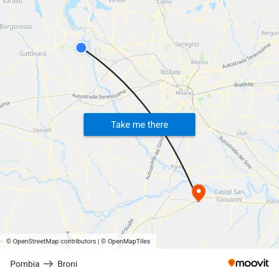 Pombia to Broni map