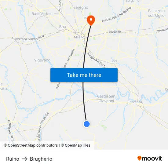 Ruino to Brugherio map
