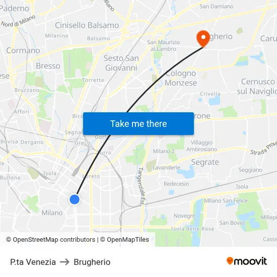 P.ta Venezia to Brugherio map