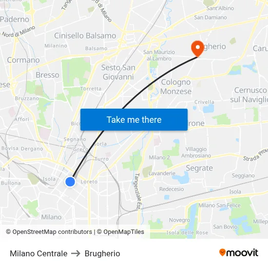 Milano Centrale to Brugherio map