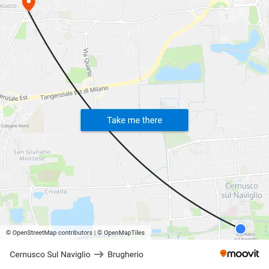 Cernusco Sul Naviglio to Brugherio map