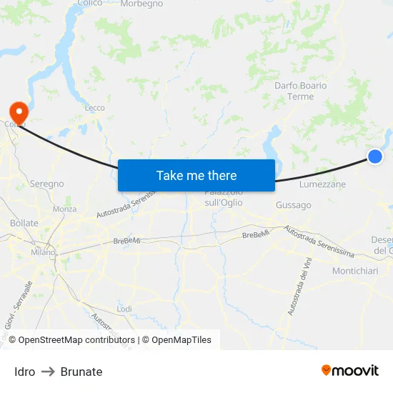 Hydro to Brunate map