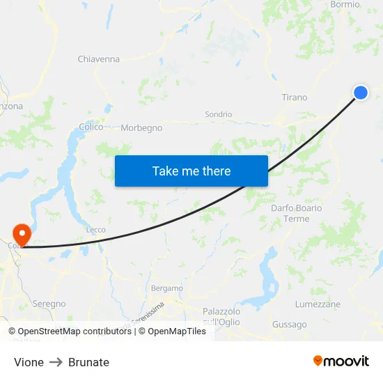 Vione to Brunate map