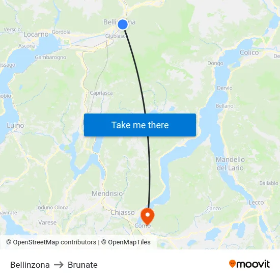 Bellinzona to Brunate map