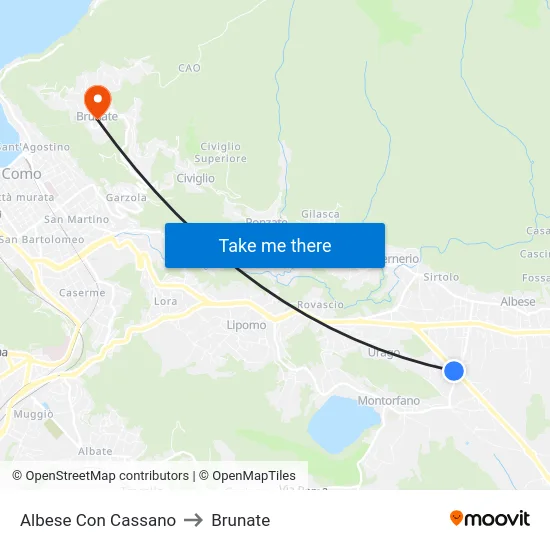 Albese Con Cassano to Brunate map