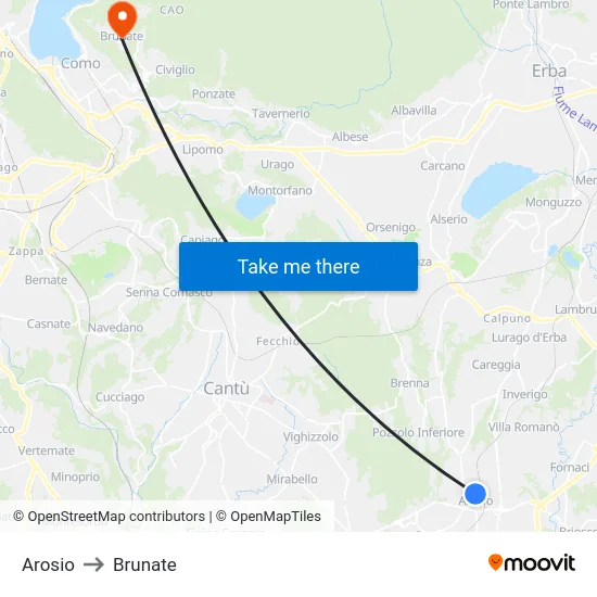 Arosio to Brunate map