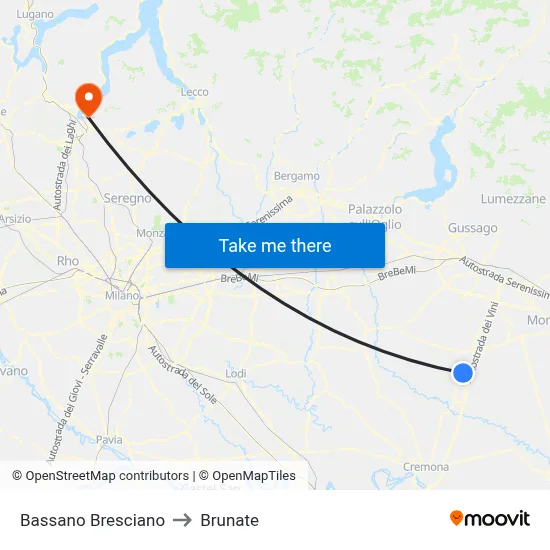 Bassano Bresciano to Brunate map