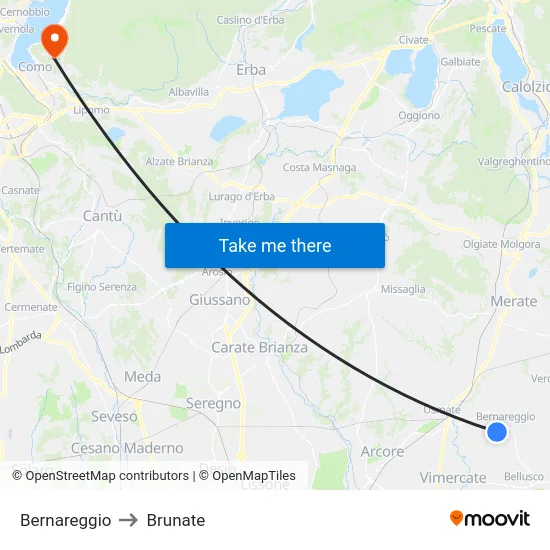 Bernareggio to Brunate map