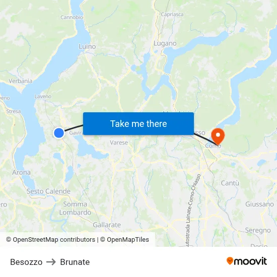 Besozzo to Brunate map