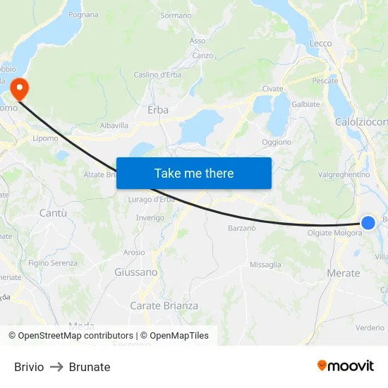 Brivio to Brunate map