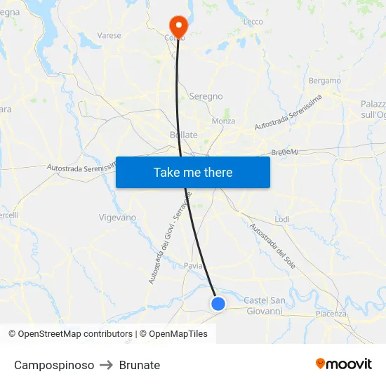 Campospinoso to Brunate map