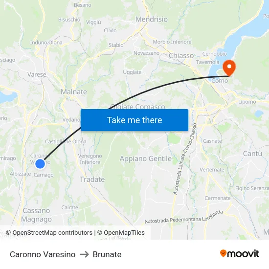 Caronno Varesino to Brunate map