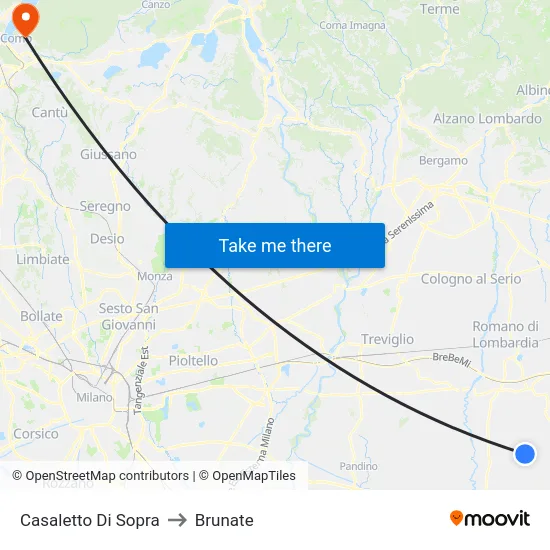 Casaletto Di Sopra to Brunate map