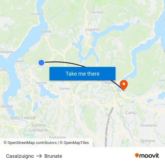 Casalzuigno to Brunate map