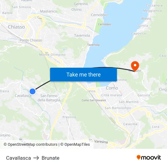 Cavallasca to Brunate map