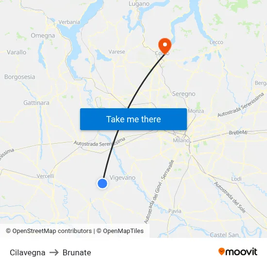 Cilavegna to Brunate map