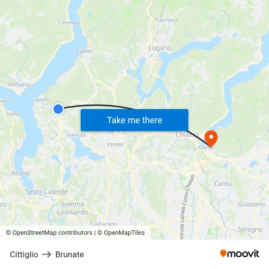 Cittiglio to Brunate map