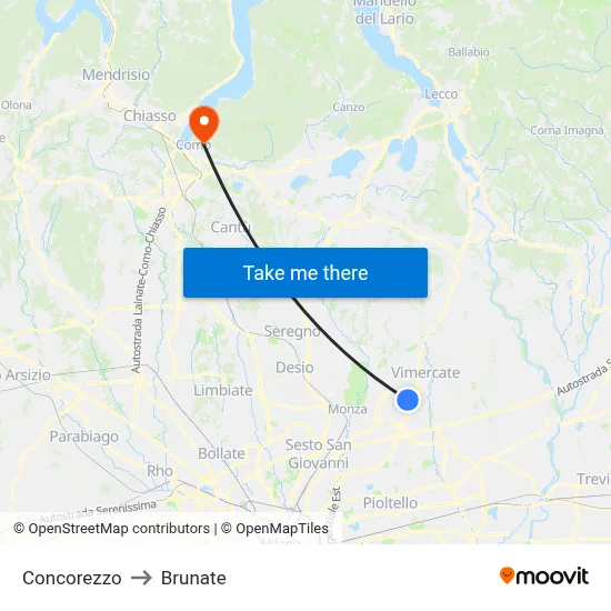 Concorezzo to Brunate map
