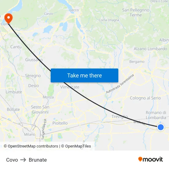 Covo to Brunate map