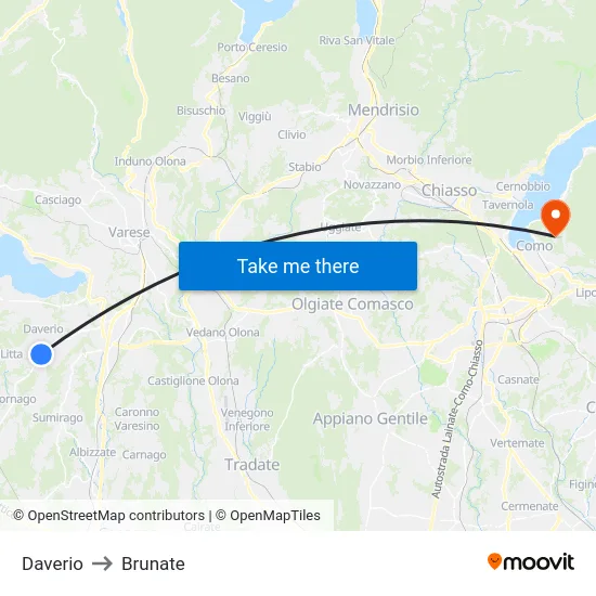 Daverio to Brunate map