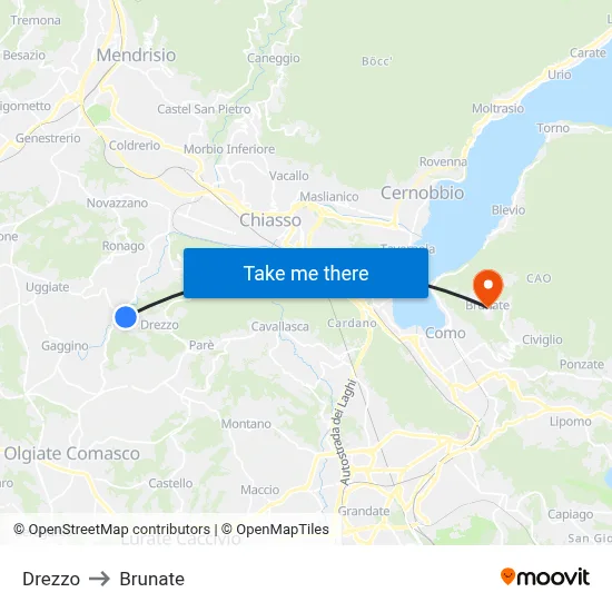 Drezzo to Brunate map