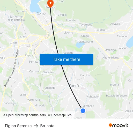 Figino Serenza to Brunate map