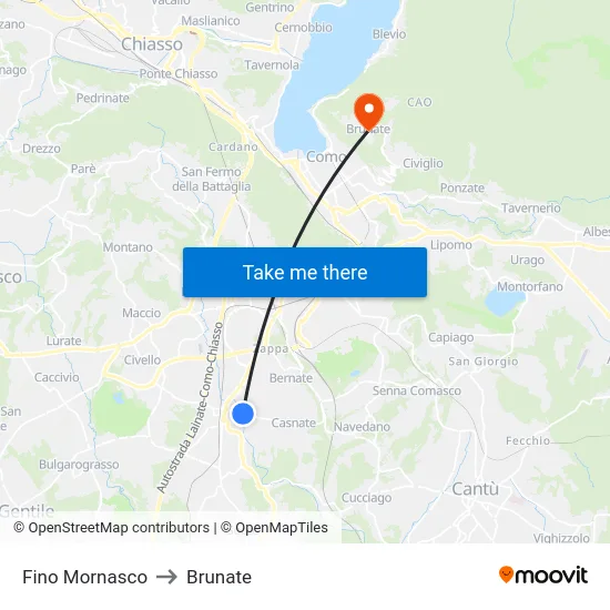 Fino Mornasco to Brunate map