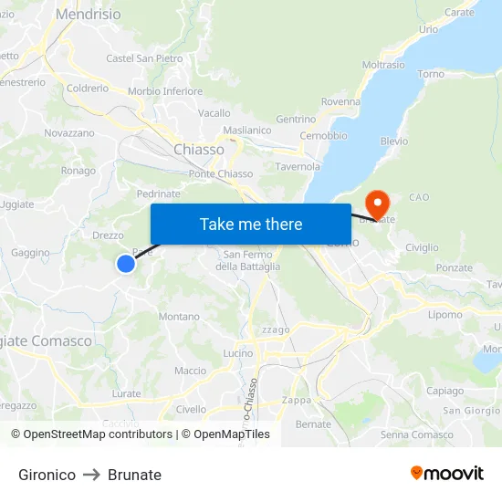 Gironico to Brunate map