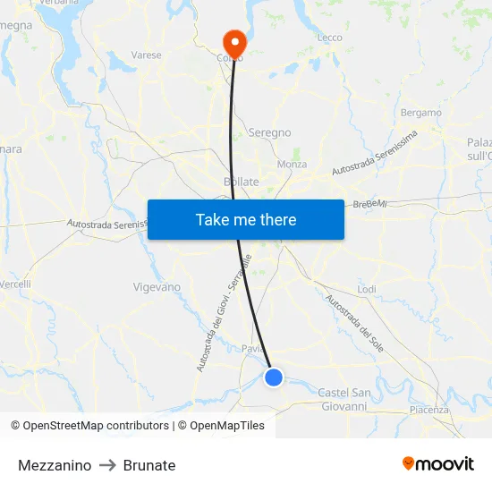 Mezzanino to Brunate map