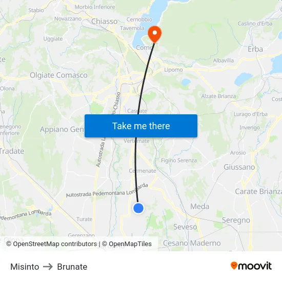 Misinto to Brunate map