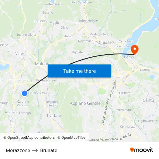 Morazzone to Brunate map