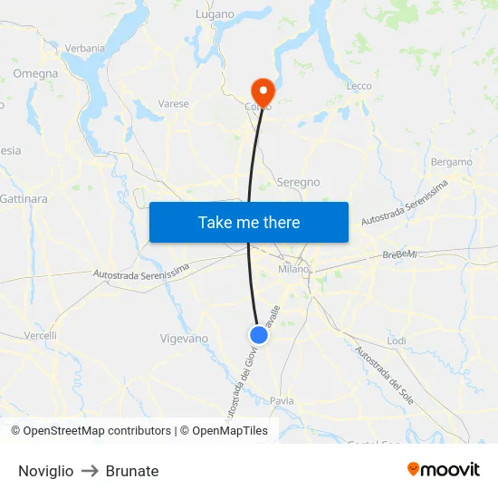 Noviglio to Brunate map