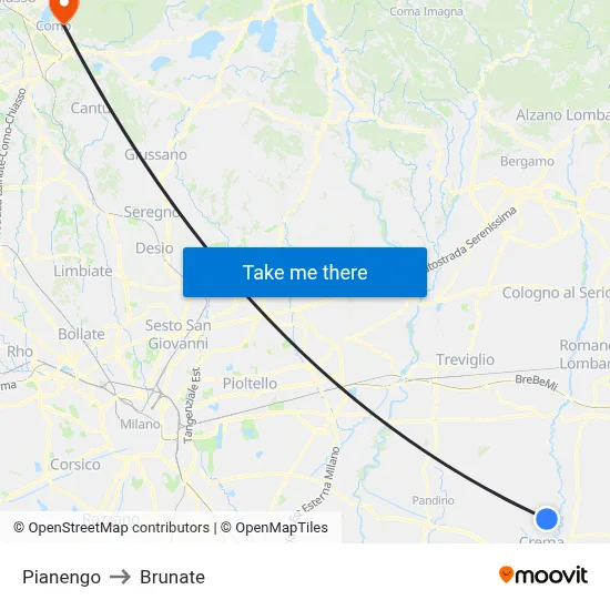 Pianengo to Brunate map