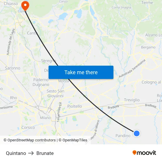 Quintano to Brunate map