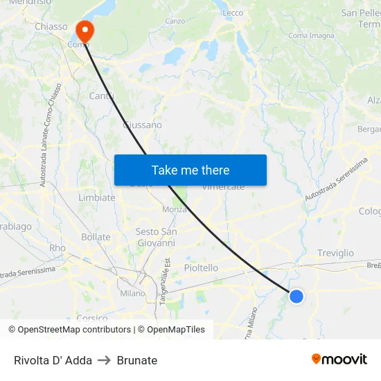 Rivolta D' Adda to Brunate map
