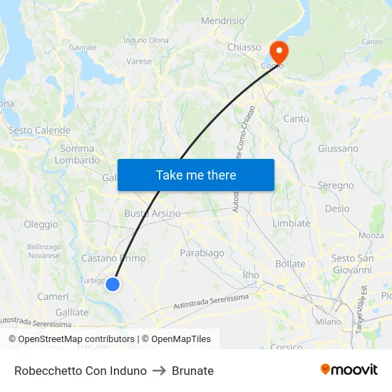 Robecchetto Con Induno to Brunate map