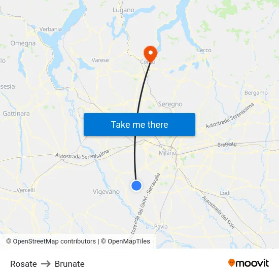 Rosate to Brunate map