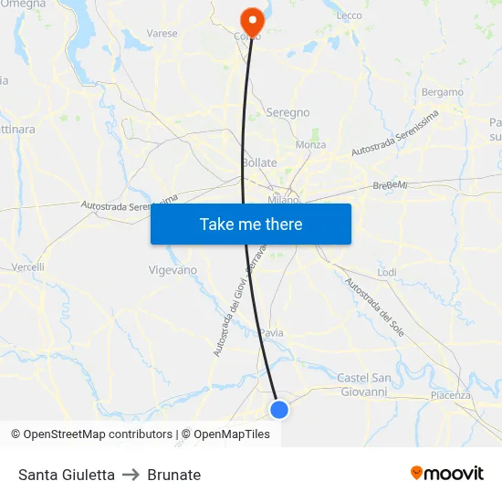 Santa Giuletta to Brunate map