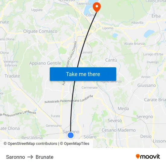 Saronno to Brunate map